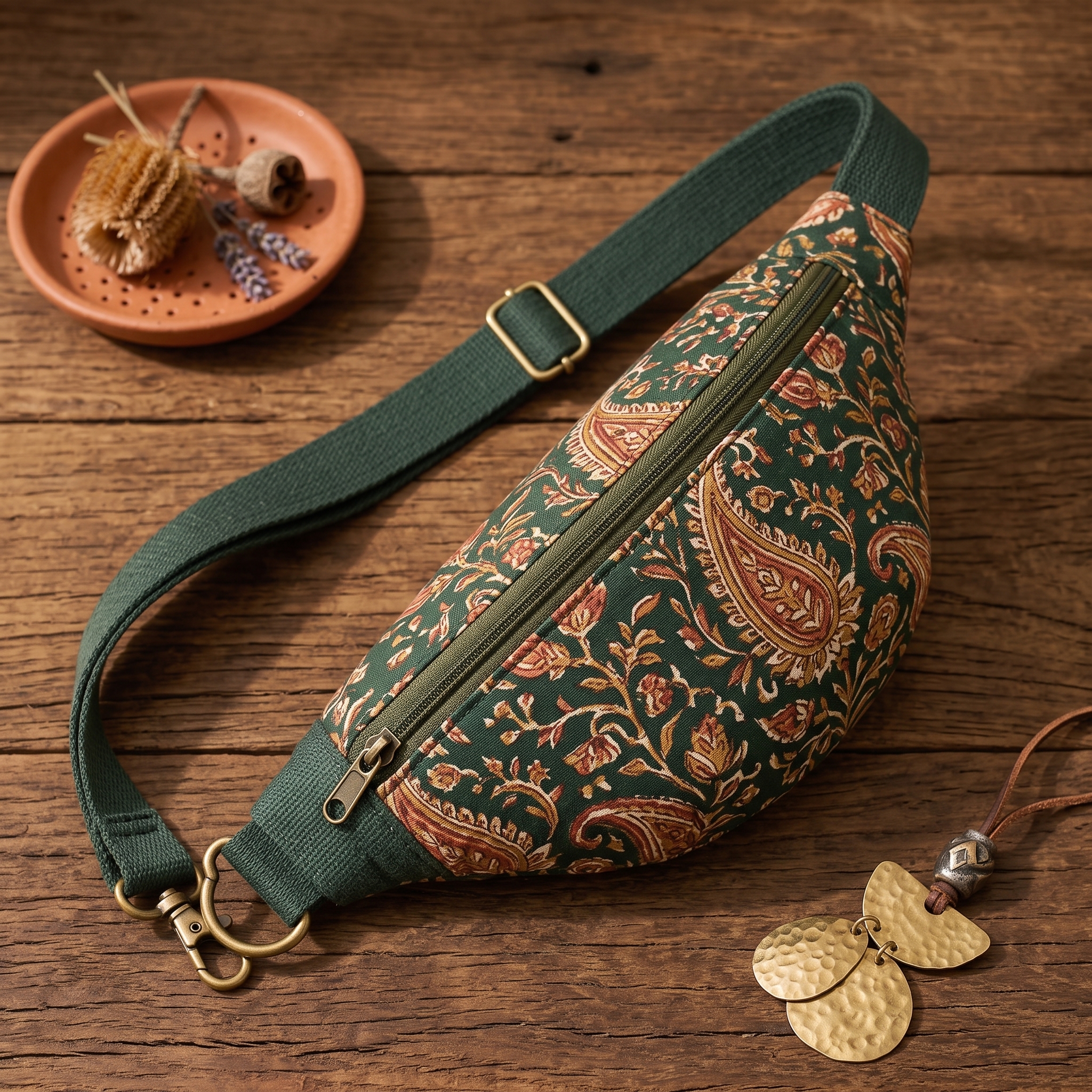 Vintage Floral Belt Bag – Botanical Fanny Pack, Hands-Free Crossbody Waist Bag for Travel & Everyday Use - Image 2